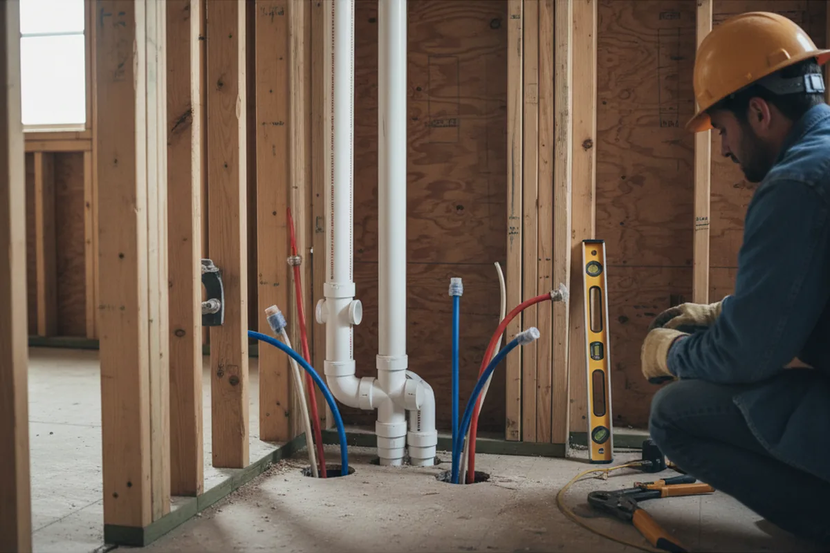 Drain and supply rough-in during Toilet Repair and Installation in Butler